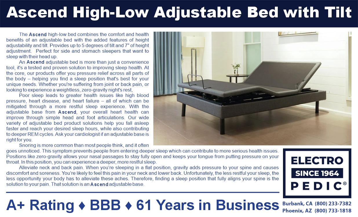 Las Vegas Ascend hi-low adjustable bed with tilt raised for easy transfers