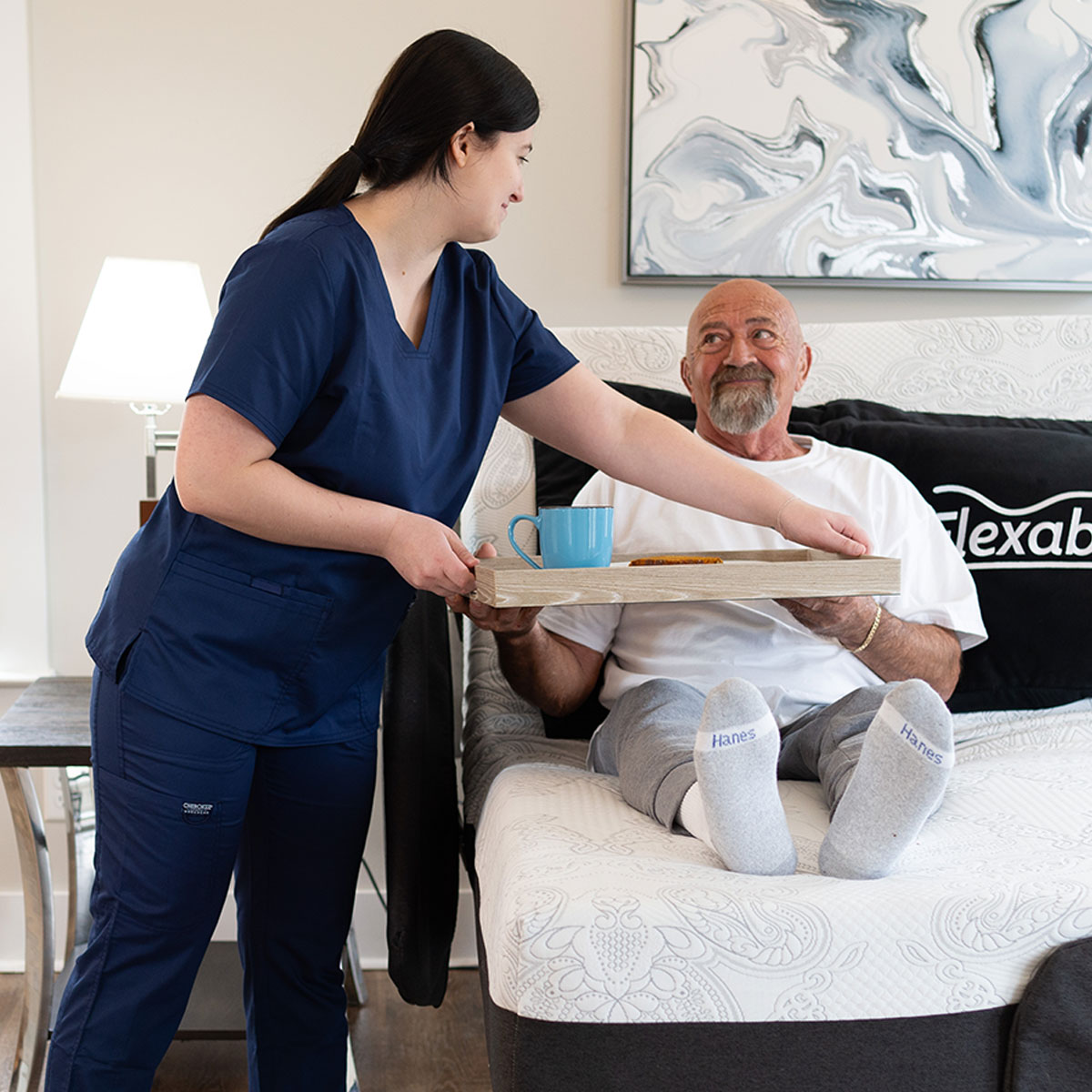 Las Vegas Flexabed Hi-Low SL 3-motor fully electric adjustable hospital beds in a bedroom