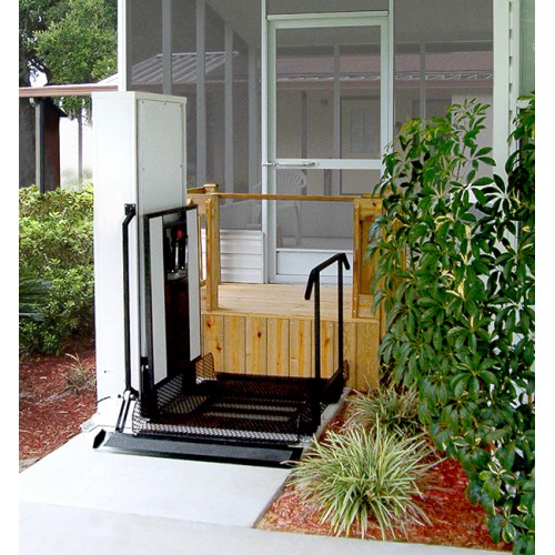 Vertical platform wheelchair porch lift at a home entrance in Las Vegas - ELECTROPEDIC